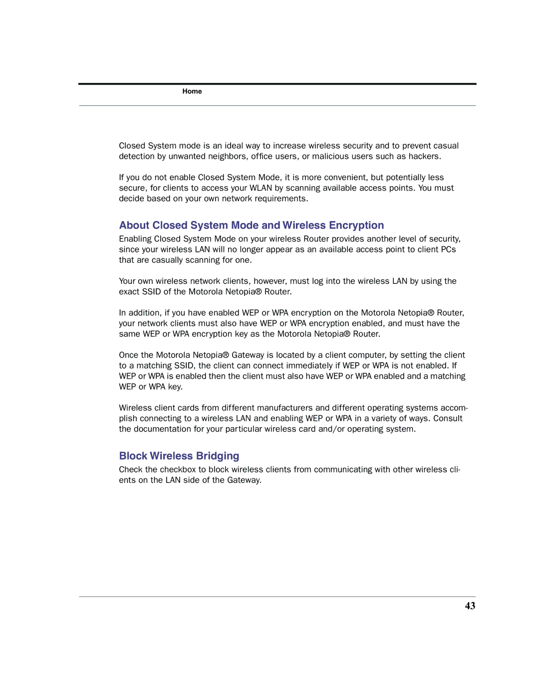 Motorola 7.7.4 manual About Closed System Mode and Wireless Encryption 