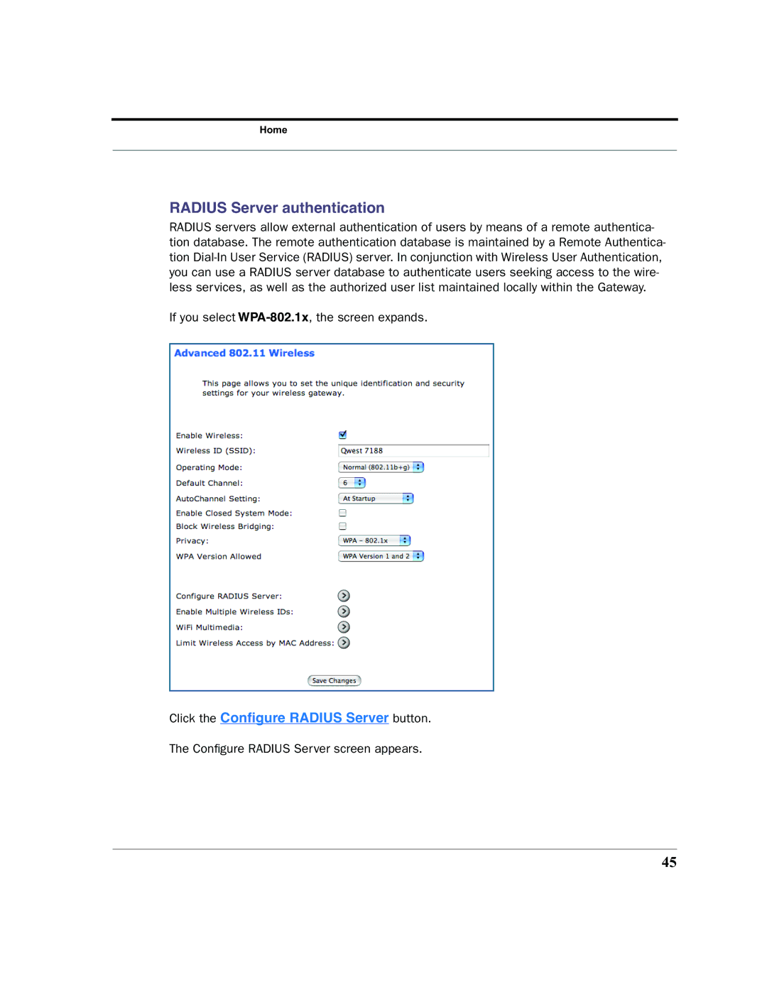 Motorola 7.7.4 manual Radius Server authentication 