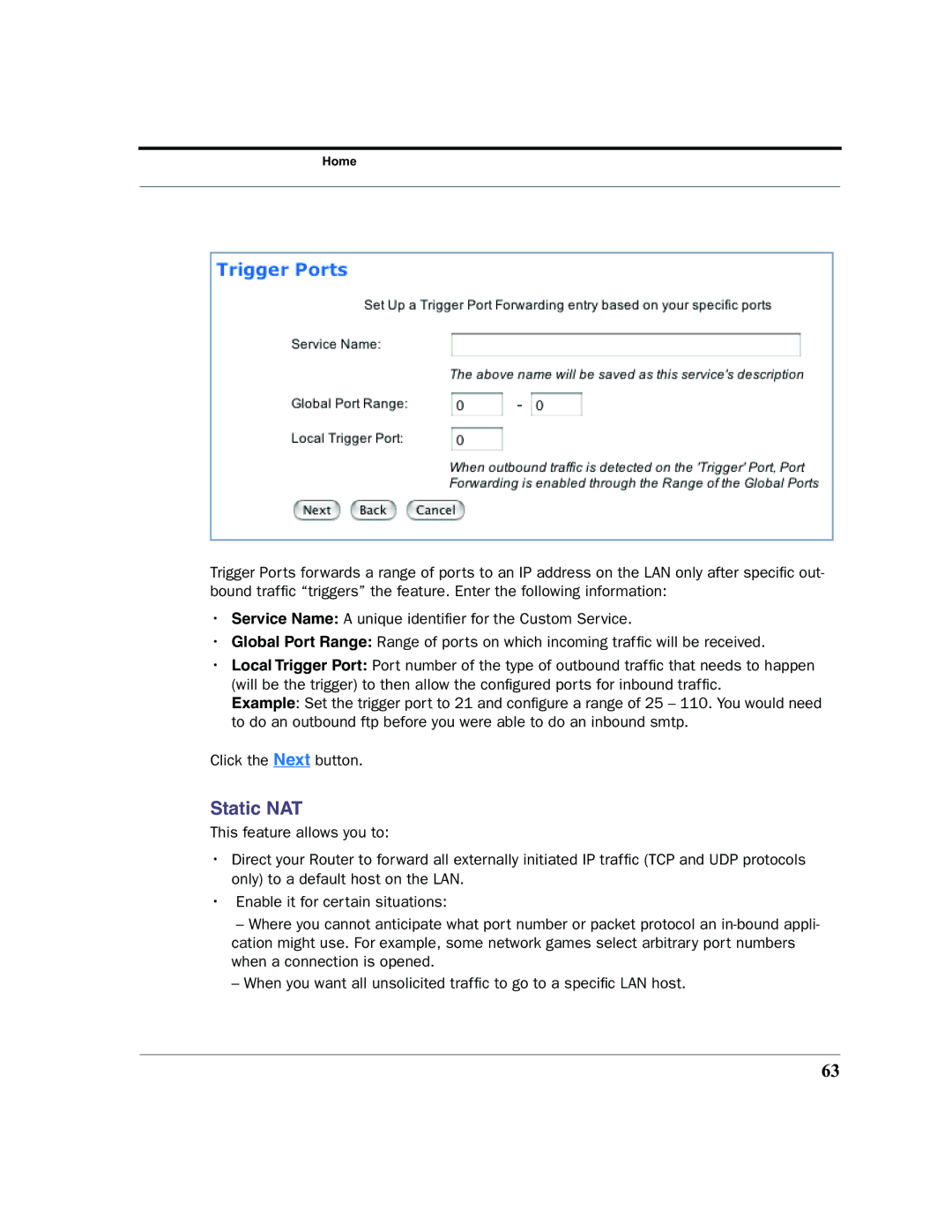 Motorola 7.7.4 manual Static NAT 