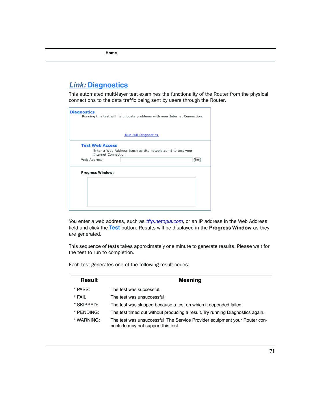 Motorola 7.7.4 manual Link Diagnostics 