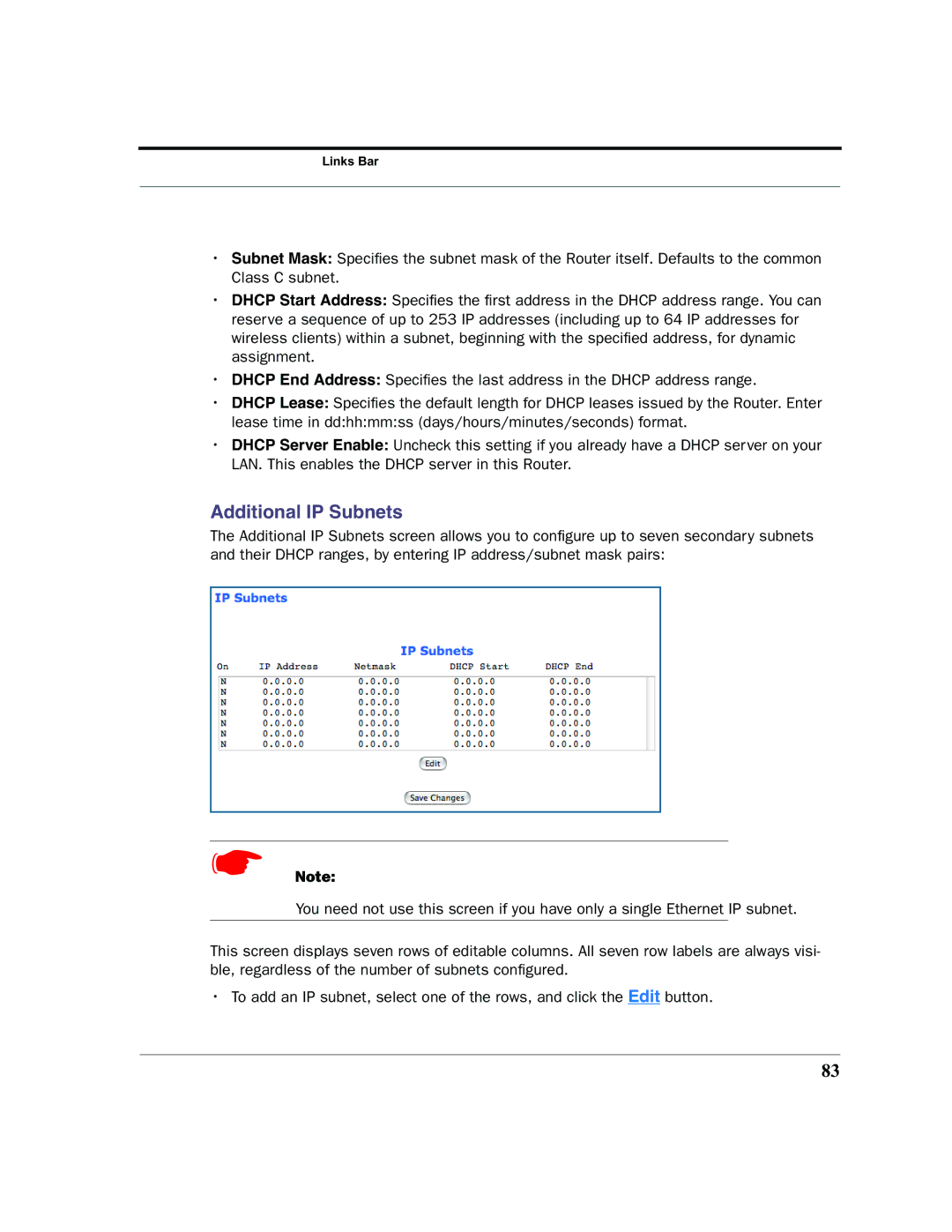 Motorola 7.7.4 manual Additional IP Subnets 