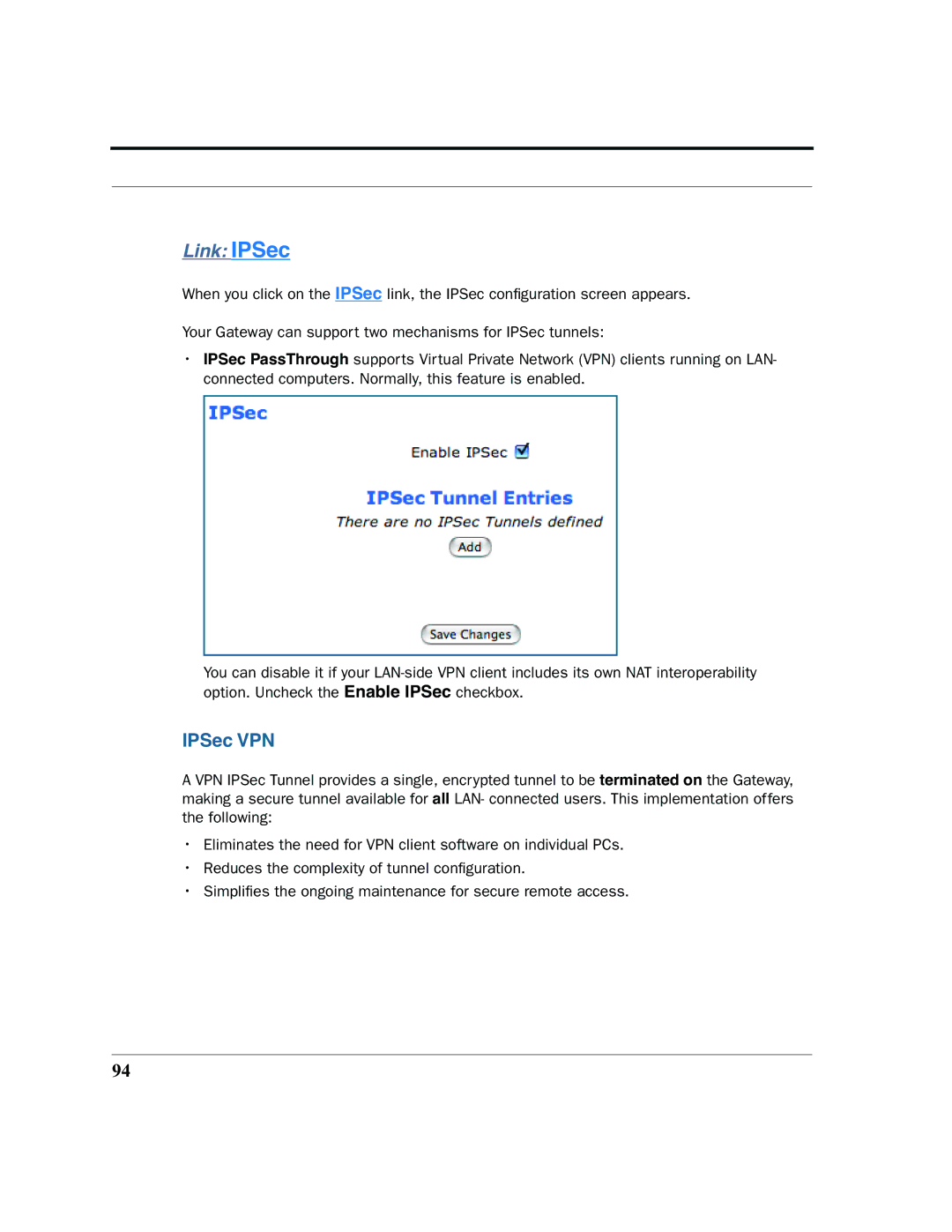 Motorola 7.7.4 manual Link IPSec, IPSec VPN 