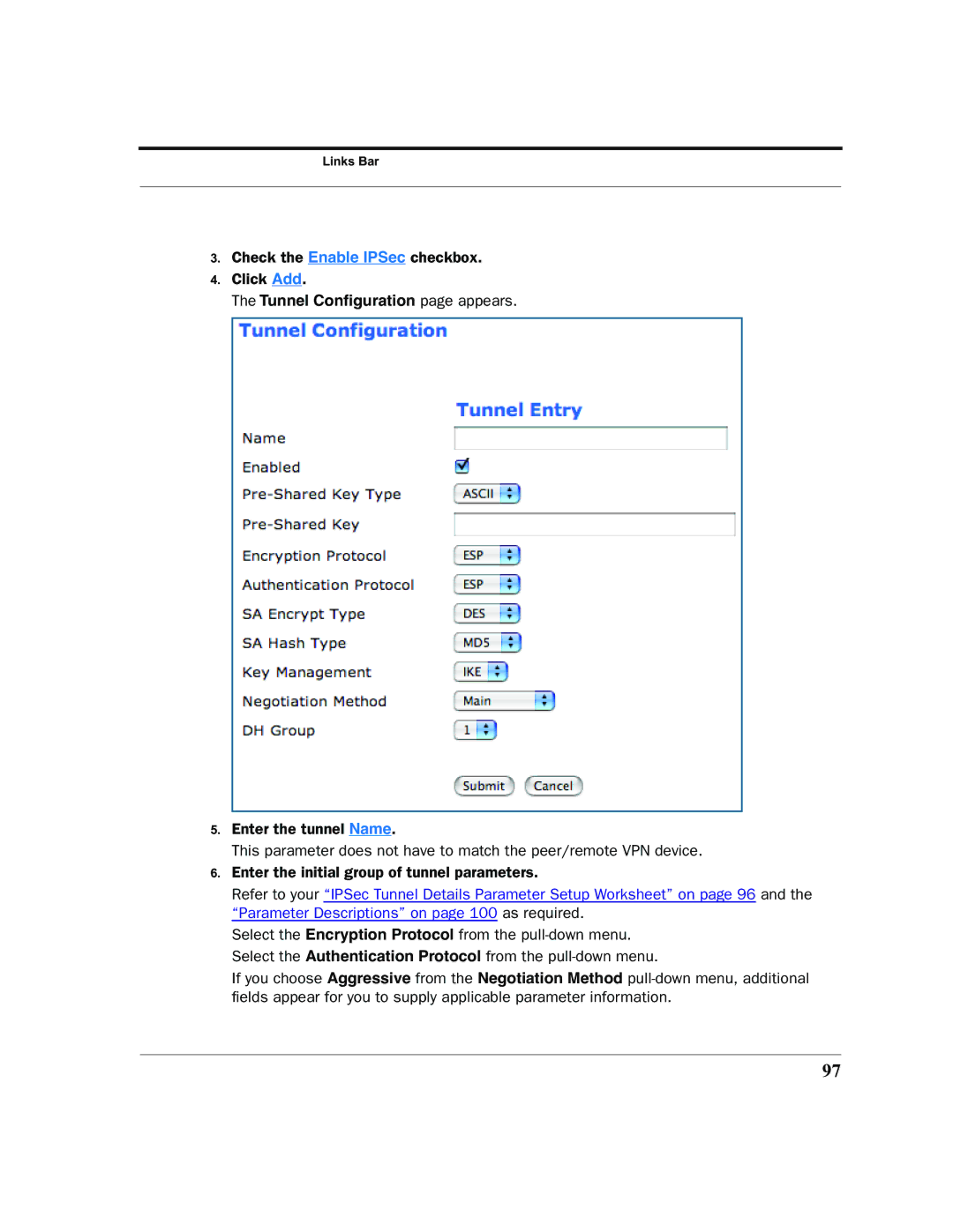 Motorola 7.7.4 manual Tunnel Conﬁguration page appears 