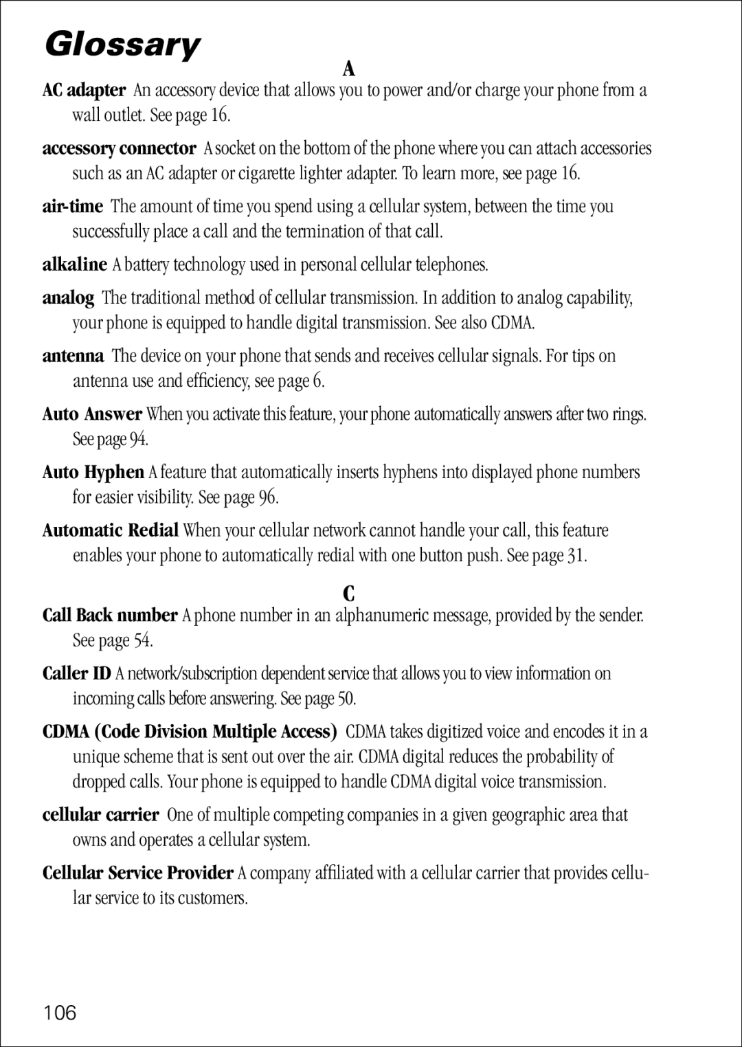 Motorola 7760 specifications Glossary, 106 