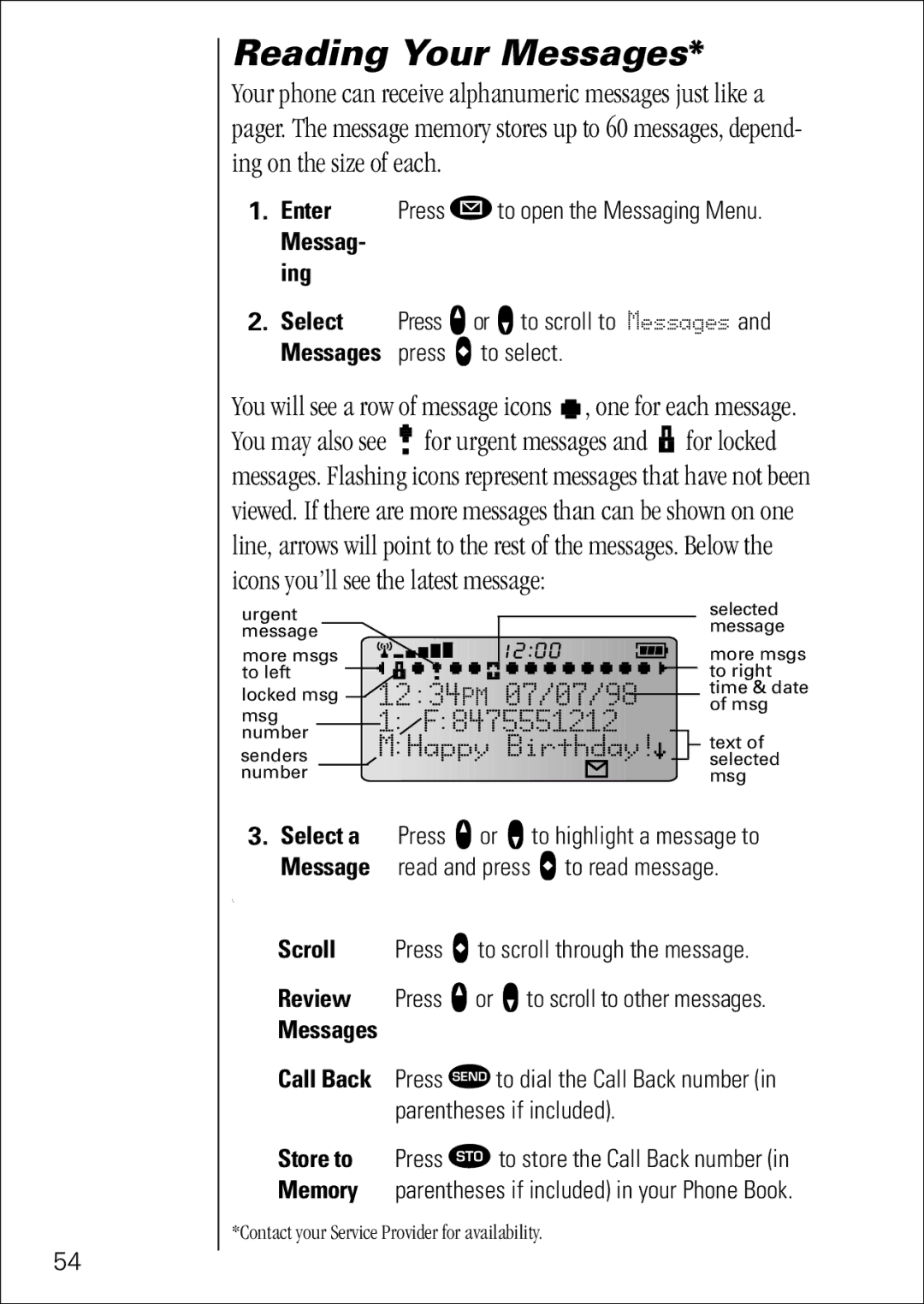 Motorola 7760 specifications Reading Your Messages 