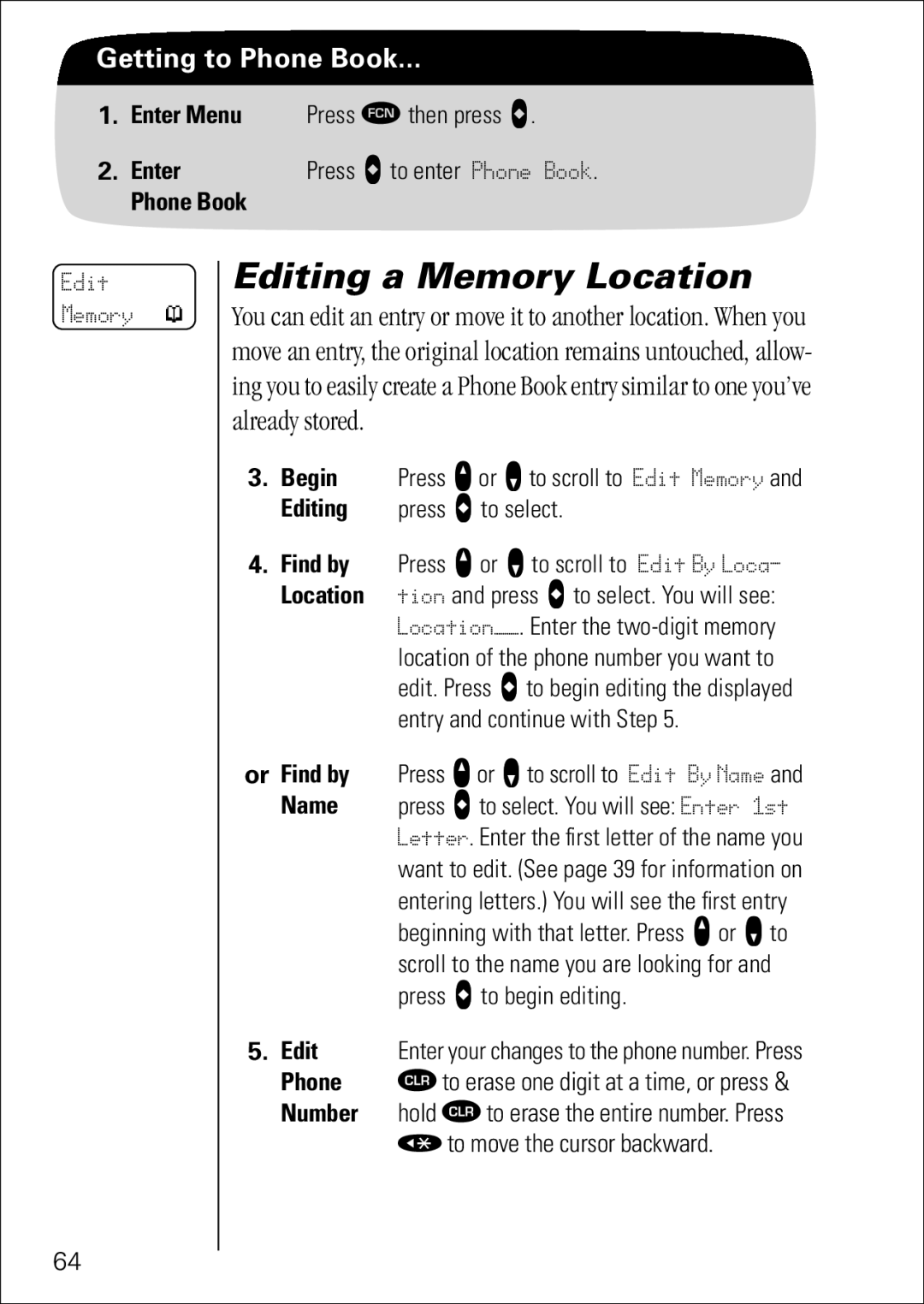 Motorola 7760 specifications Editing a Memory Location, Or Find by 