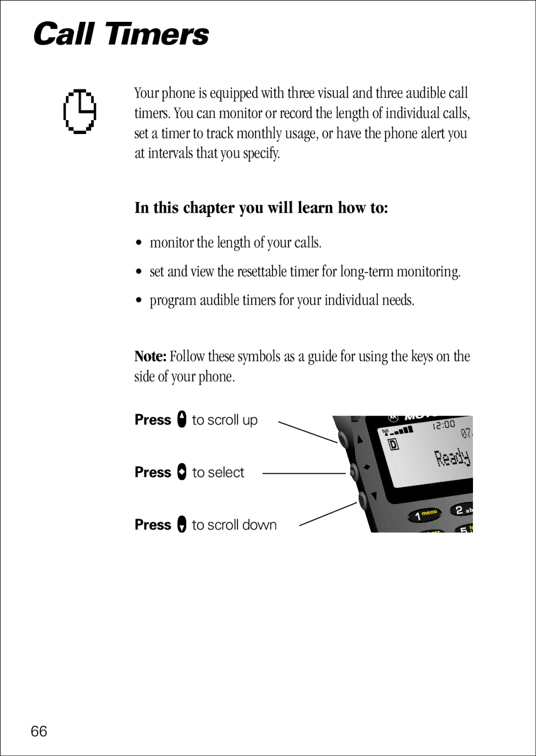 Motorola 7760 specifications Call Timers, Monitor the length of your calls 