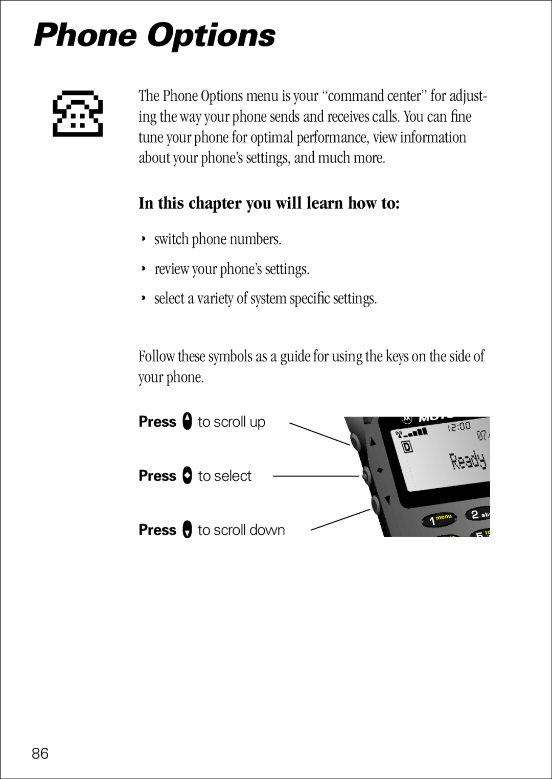 Motorola 7760 specifications Phone Options 