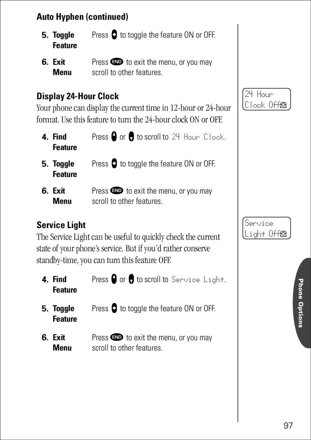 Motorola 7760 specifications Display 24-Hour Clock, Service Light 