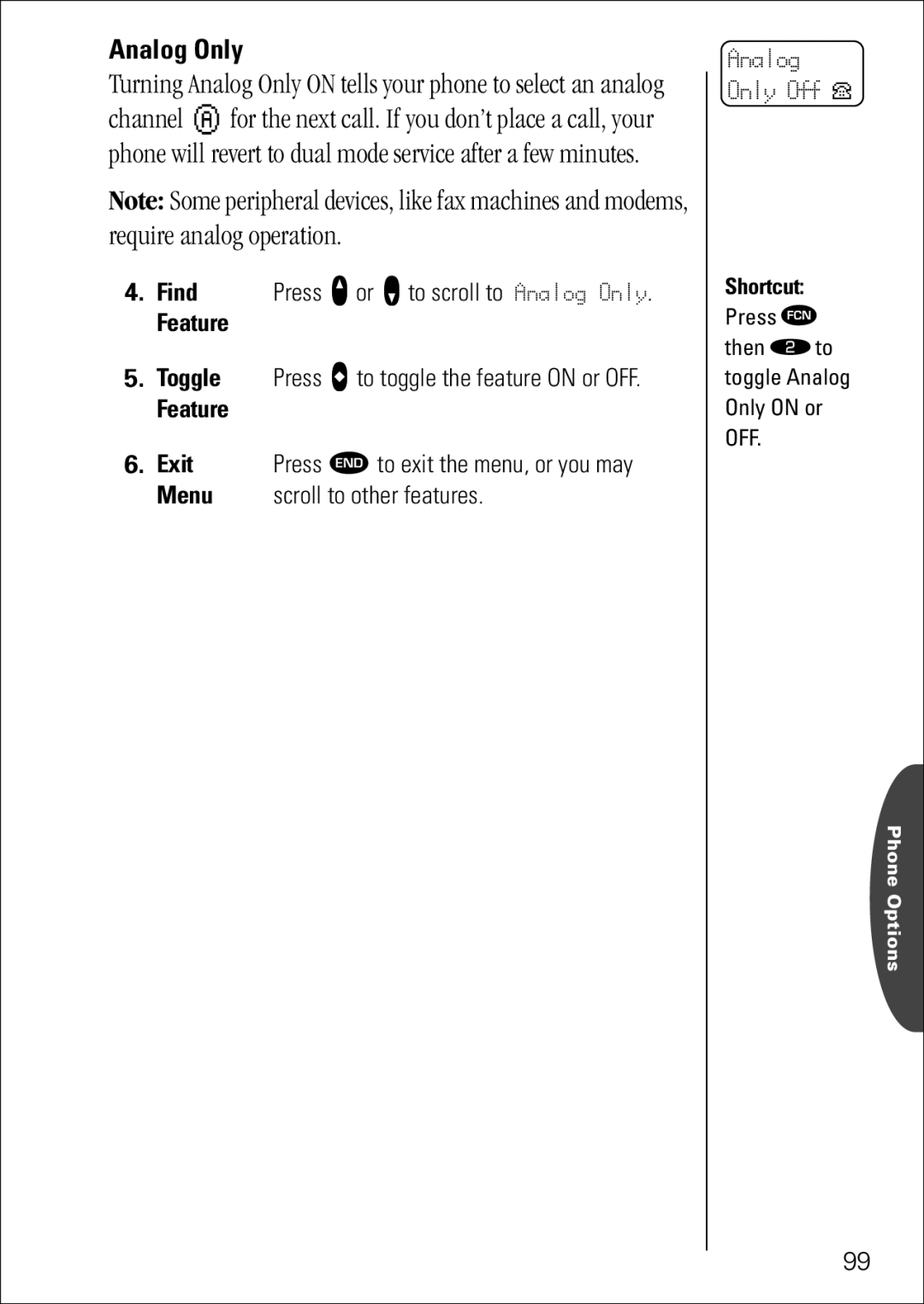 Motorola 7760 specifications Analog Only 