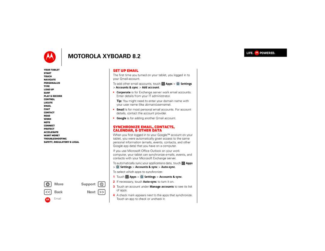 Motorola 8.2 manual Set up email, Accounts & sync Add account 