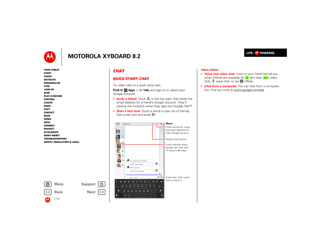 Motorola 8.2 manual Quick start Chat 