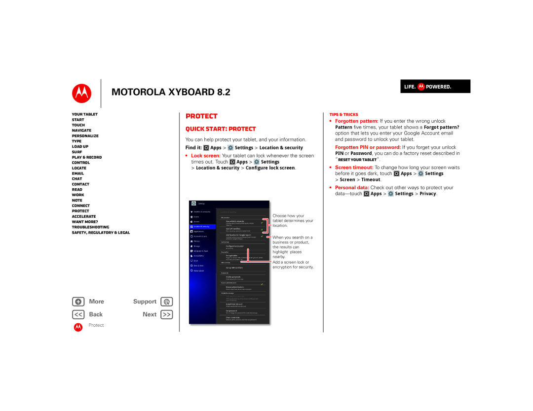 Motorola 8.2 manual Quick start Protect 