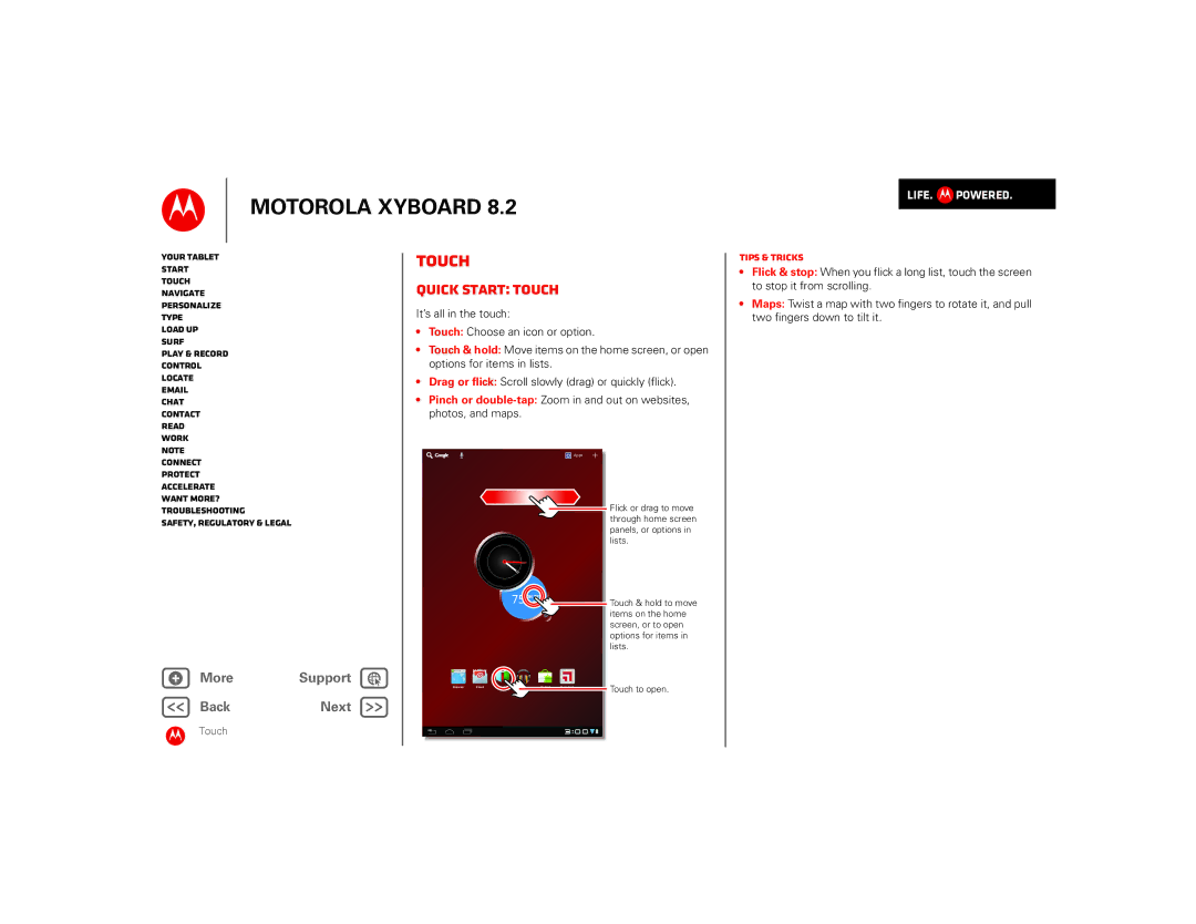 Motorola 8.2 manual Quick start Touch 