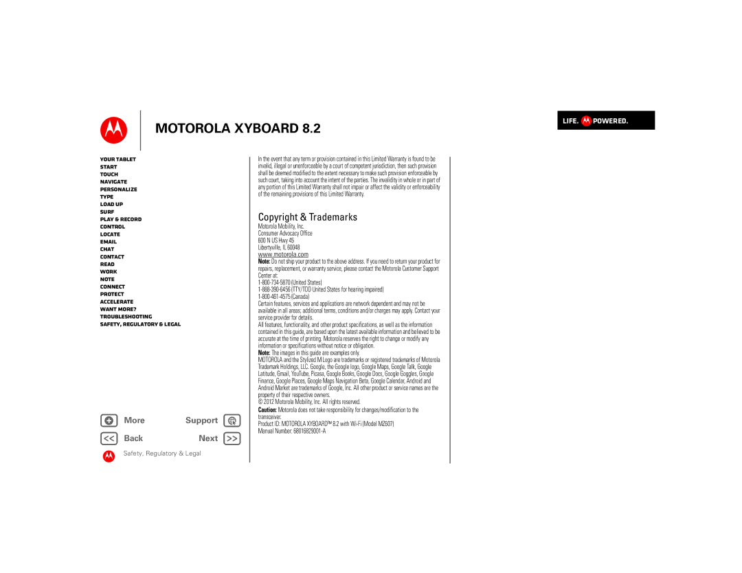 Motorola 8.2 manual Copyright & Trademarks 