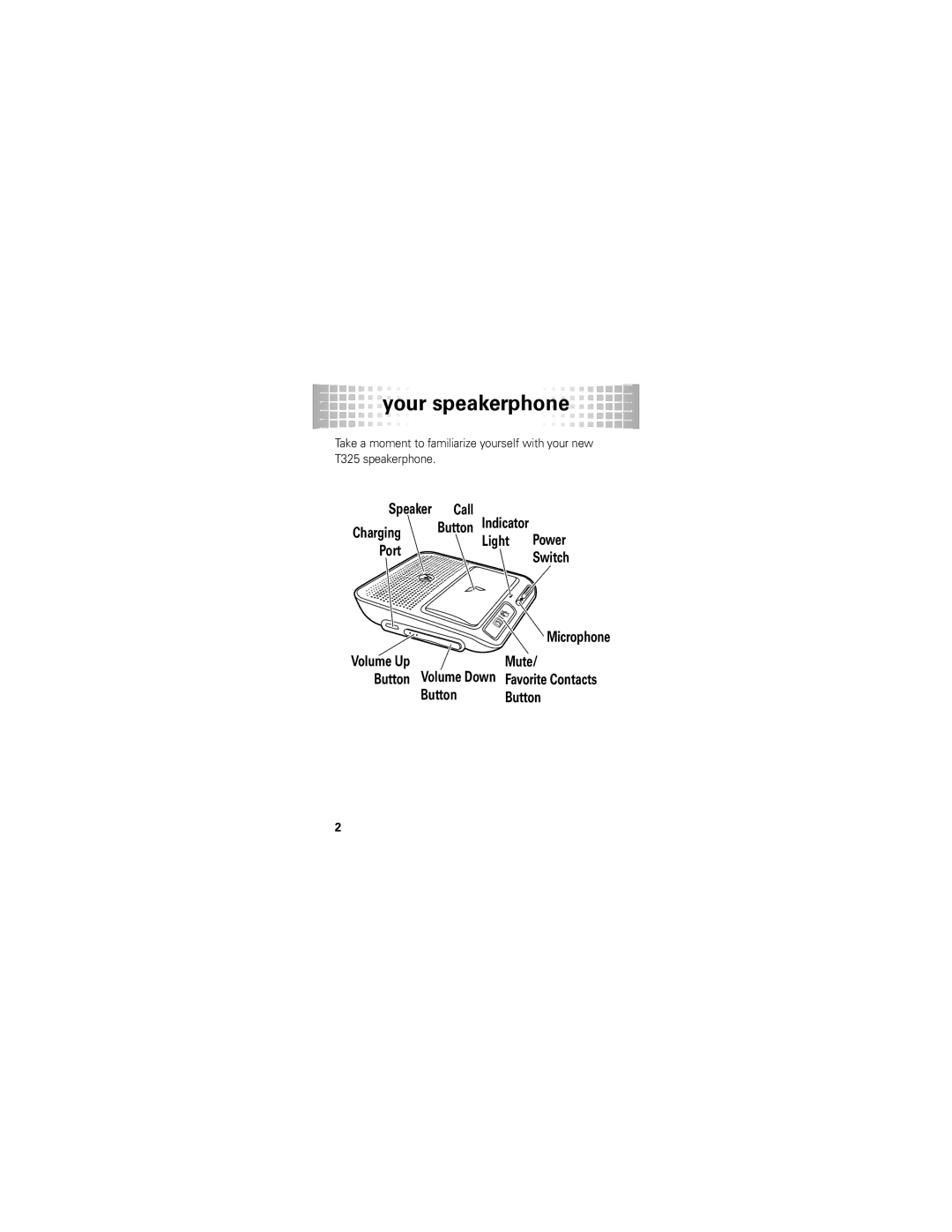 Motorola 89345N, T325 quick start Your speakerphone 