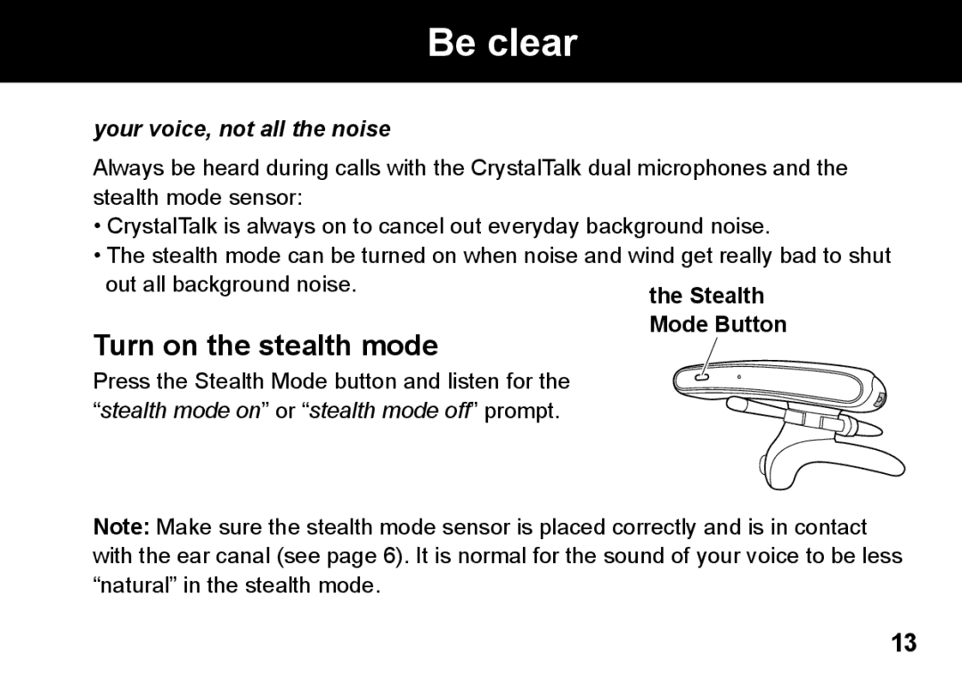 Motorola 89419n manual Be clear, Your voice, not all the noise 