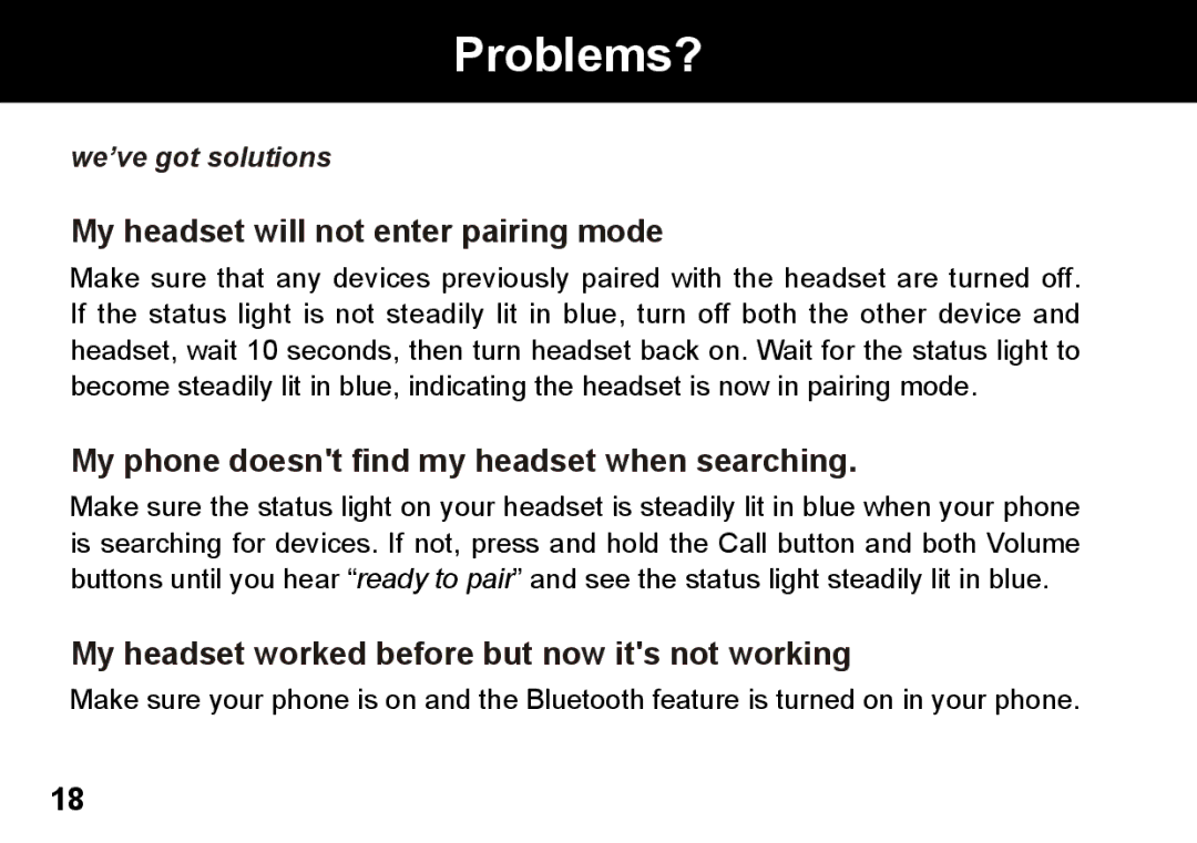 Motorola 89419n manual Problems?, My headset will not enter pairing mode 