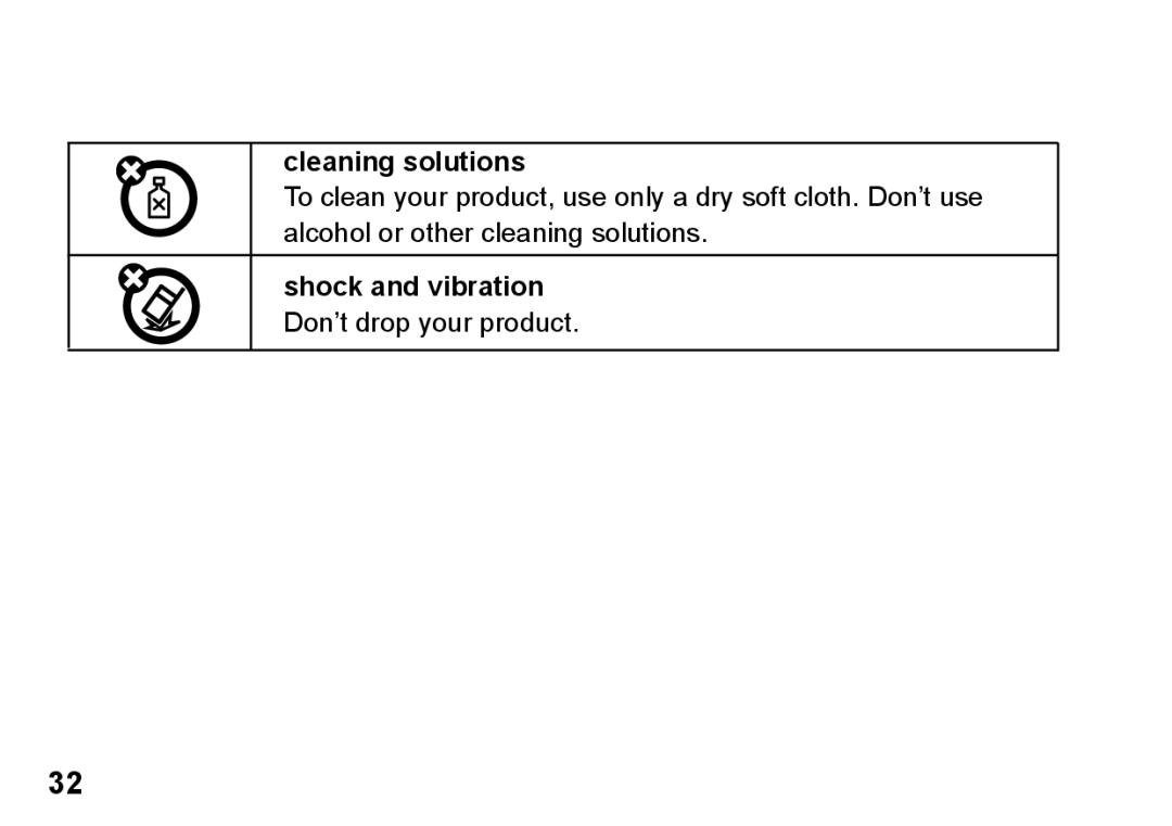 Motorola 89419n manual Shock and vibration 