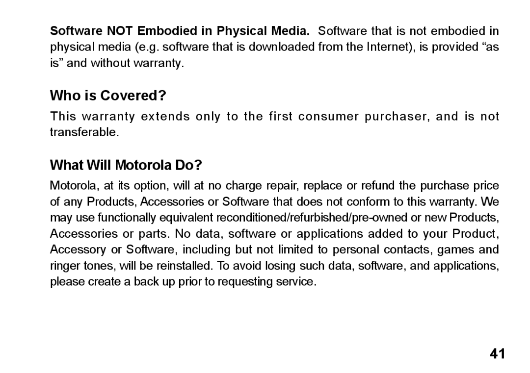 Motorola 89419n manual Who is Covered?, What Will Motorola Do? 