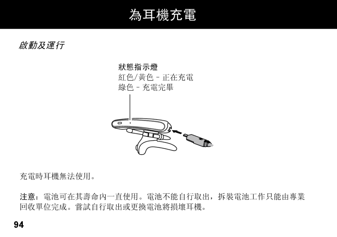 Motorola 89419n manual 為耳機充電, 啟動及運行 