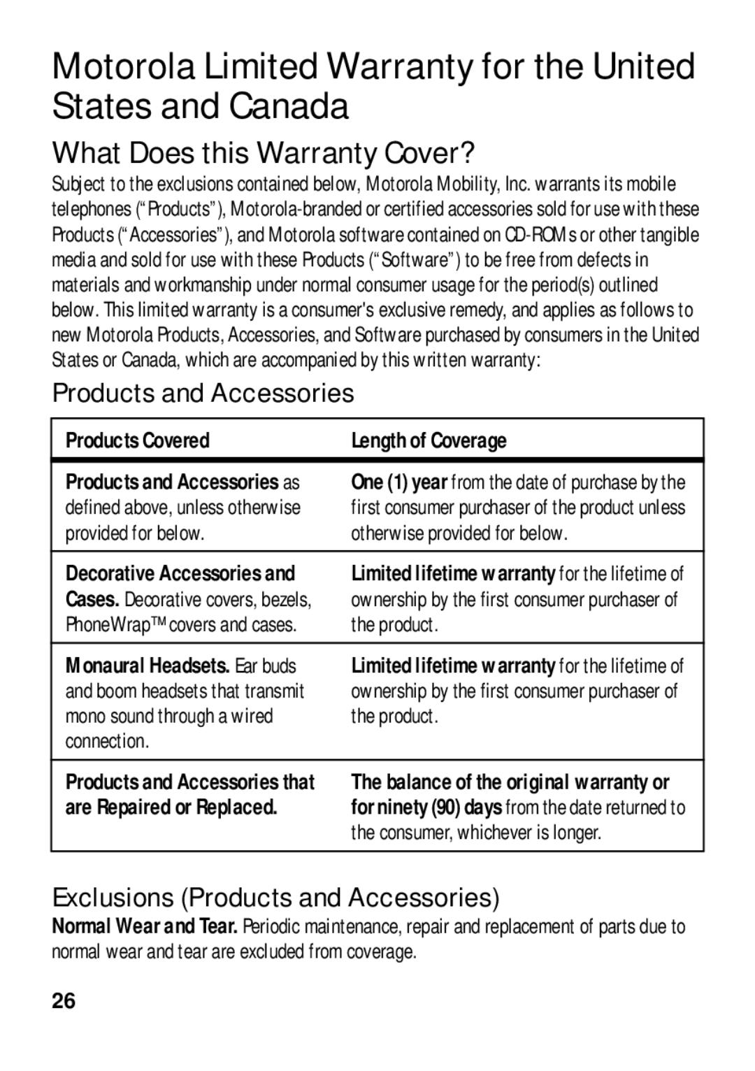 Motorola 89484N manual Motorola Limited Warranty for the United States and Canada, What Does this Warranty Cover? 