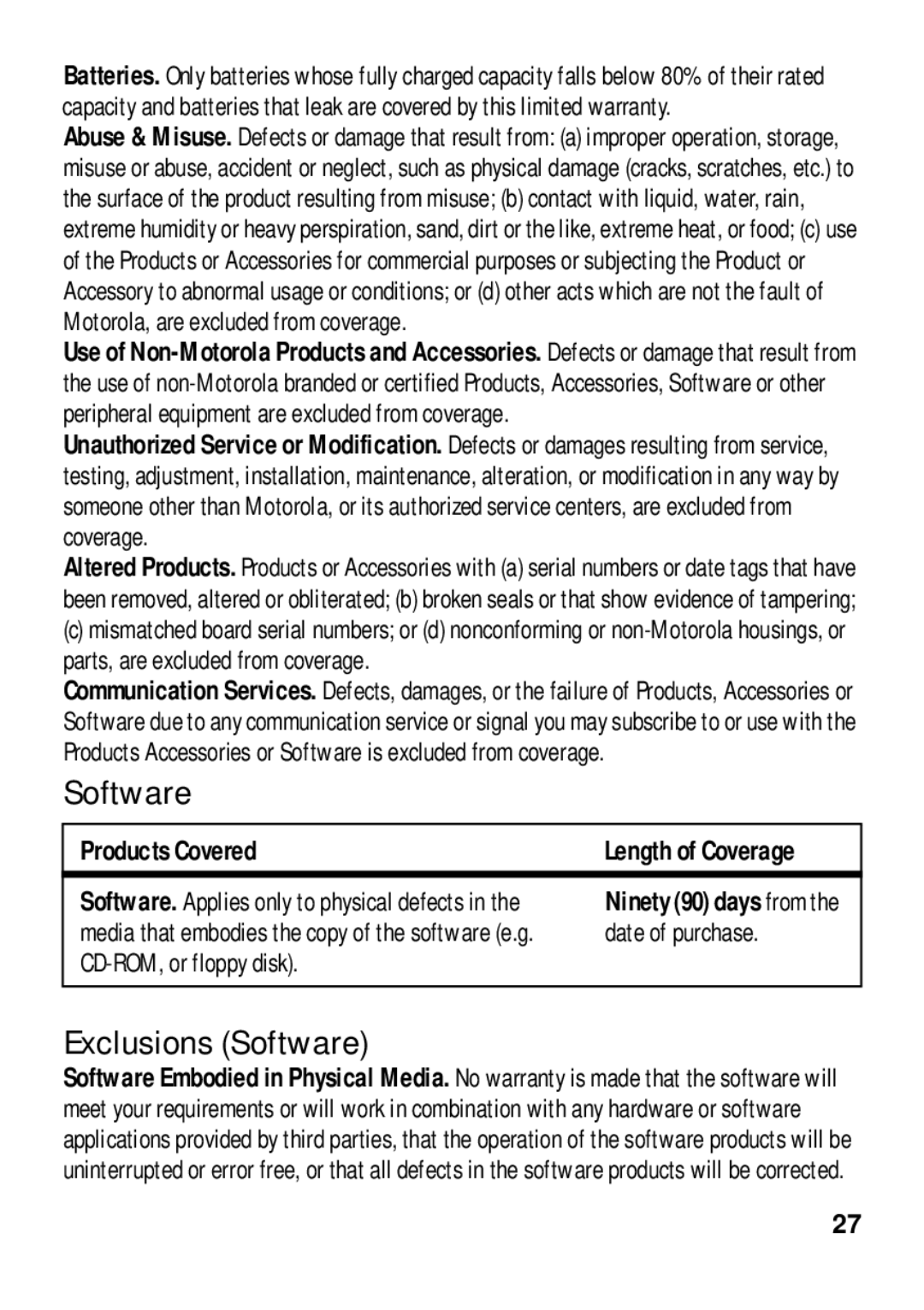 Motorola 89484N manual Products Covered, Date of purchase, CD-ROM, or floppy disk 