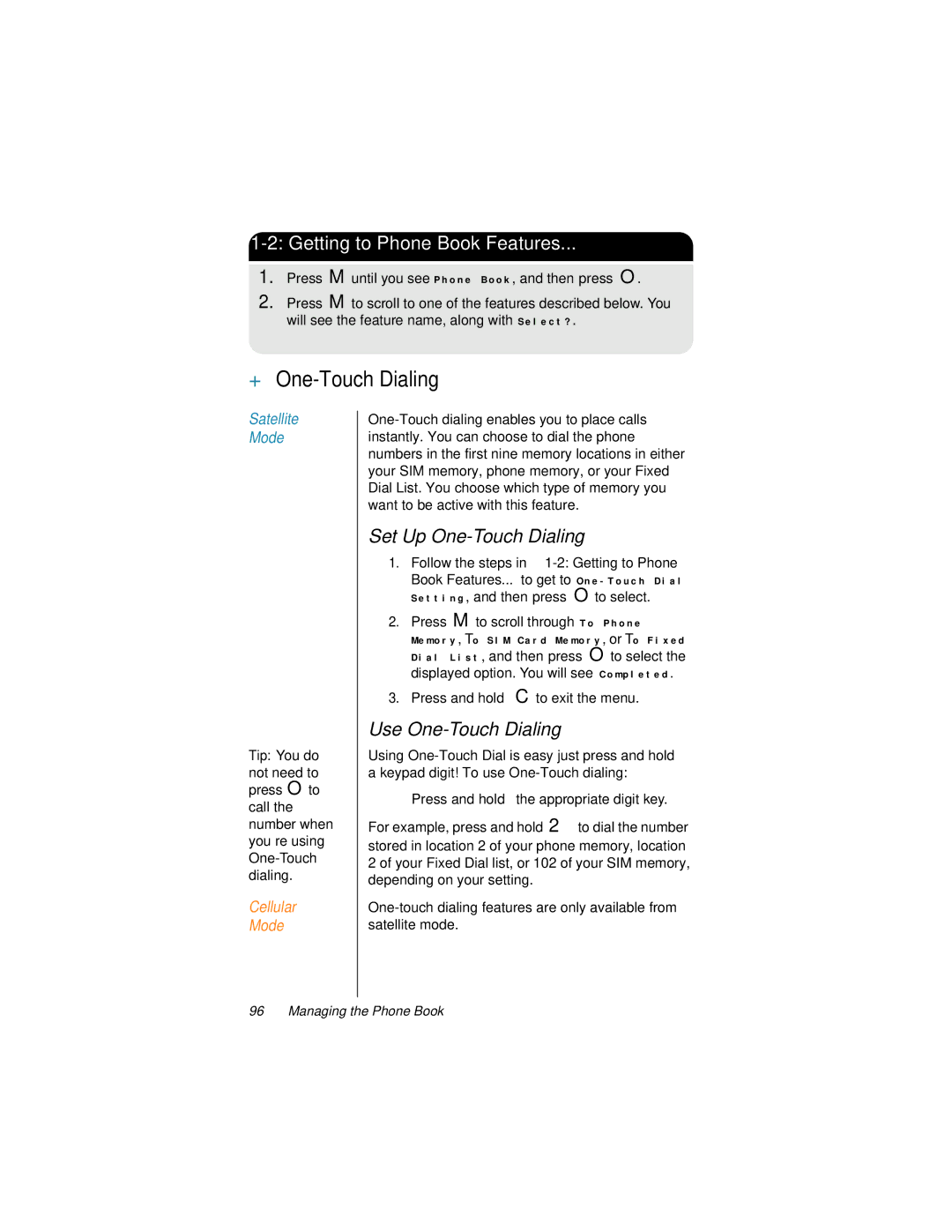 Motorola 9500 manual + One-Touch Dialing, Set Up One-Touch Dialing, Use One-Touch Dialing 