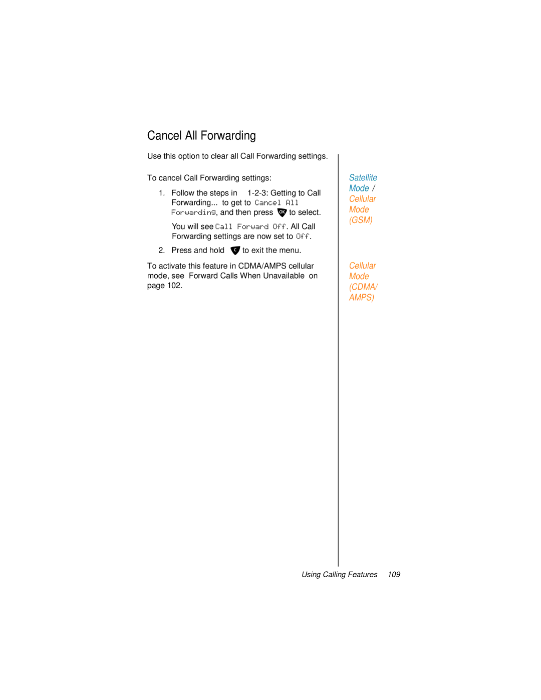 Motorola 9500 manual Cancel All Forwarding 