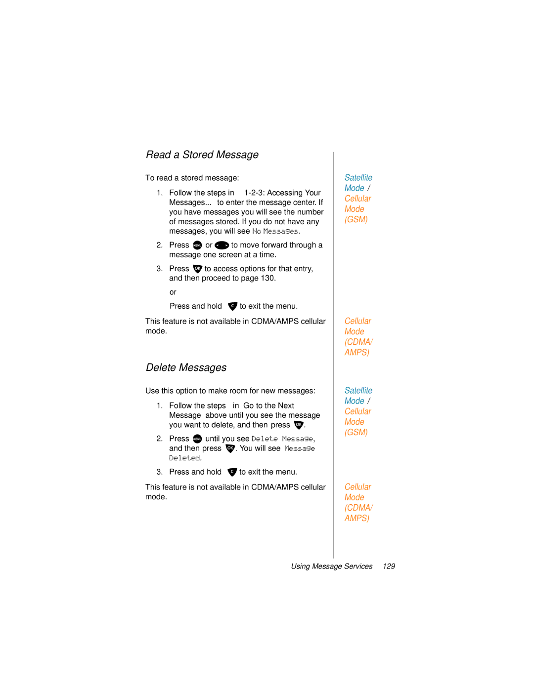 Motorola 9500 manual Read a Stored Message, Delete Messages 