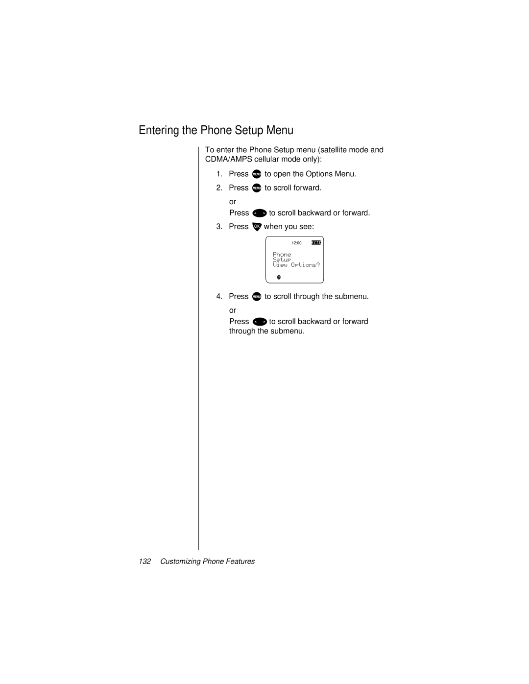 Motorola 9500 manual Entering the Phone Setup Menu 