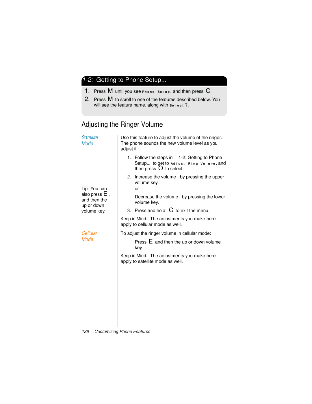 Motorola 9500 manual Adjusting the Ringer Volume, 2Getting to Phone Setup 