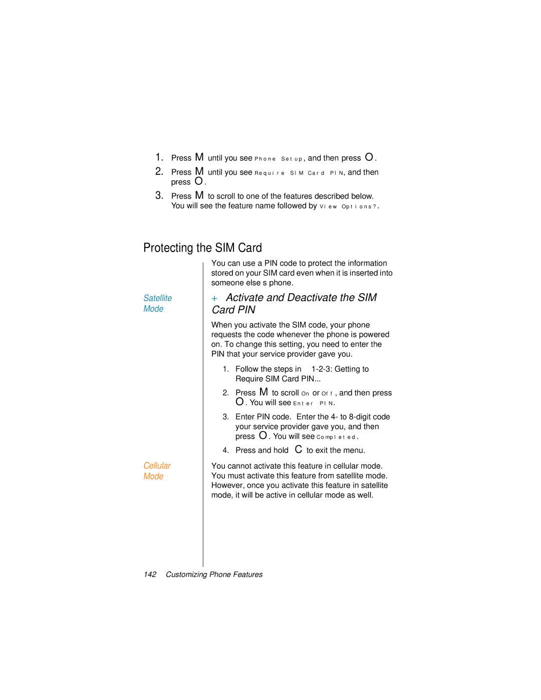 Motorola 9500 manual Protecting the SIM Card, 3Getting to Require SIM Card PIN, + Activate and Deactivate the SIM Card PIN 