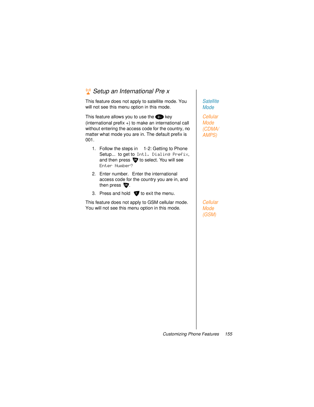 Motorola 9500 manual Setup an International Preﬁx 