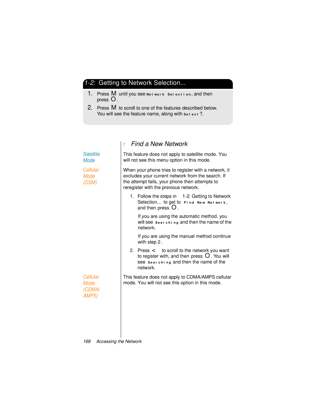 Motorola 9500 manual Find a New Network 