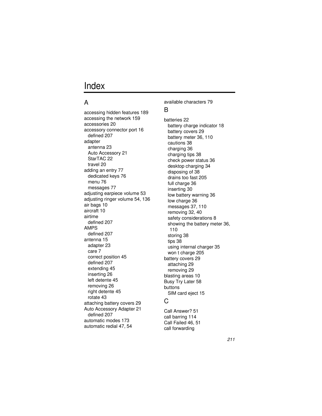 Motorola 9500 manual Index 