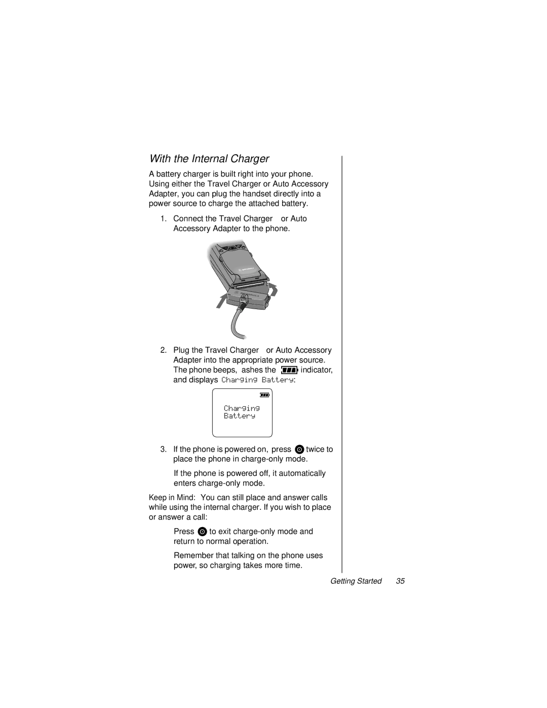 Motorola 9500 manual With the Internal Charger 