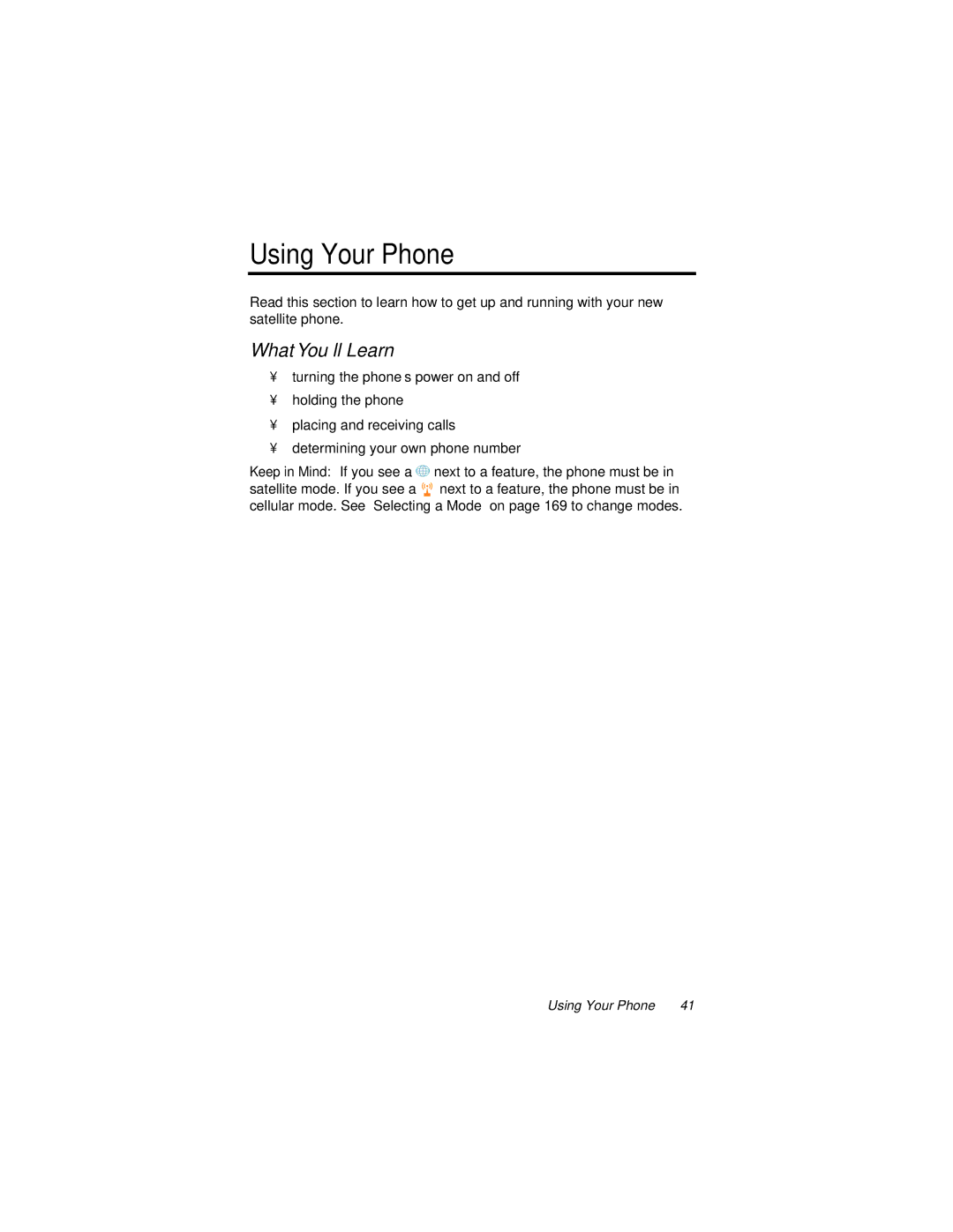 Motorola 9500 manual Using Your Phone, What You’ll Learn 