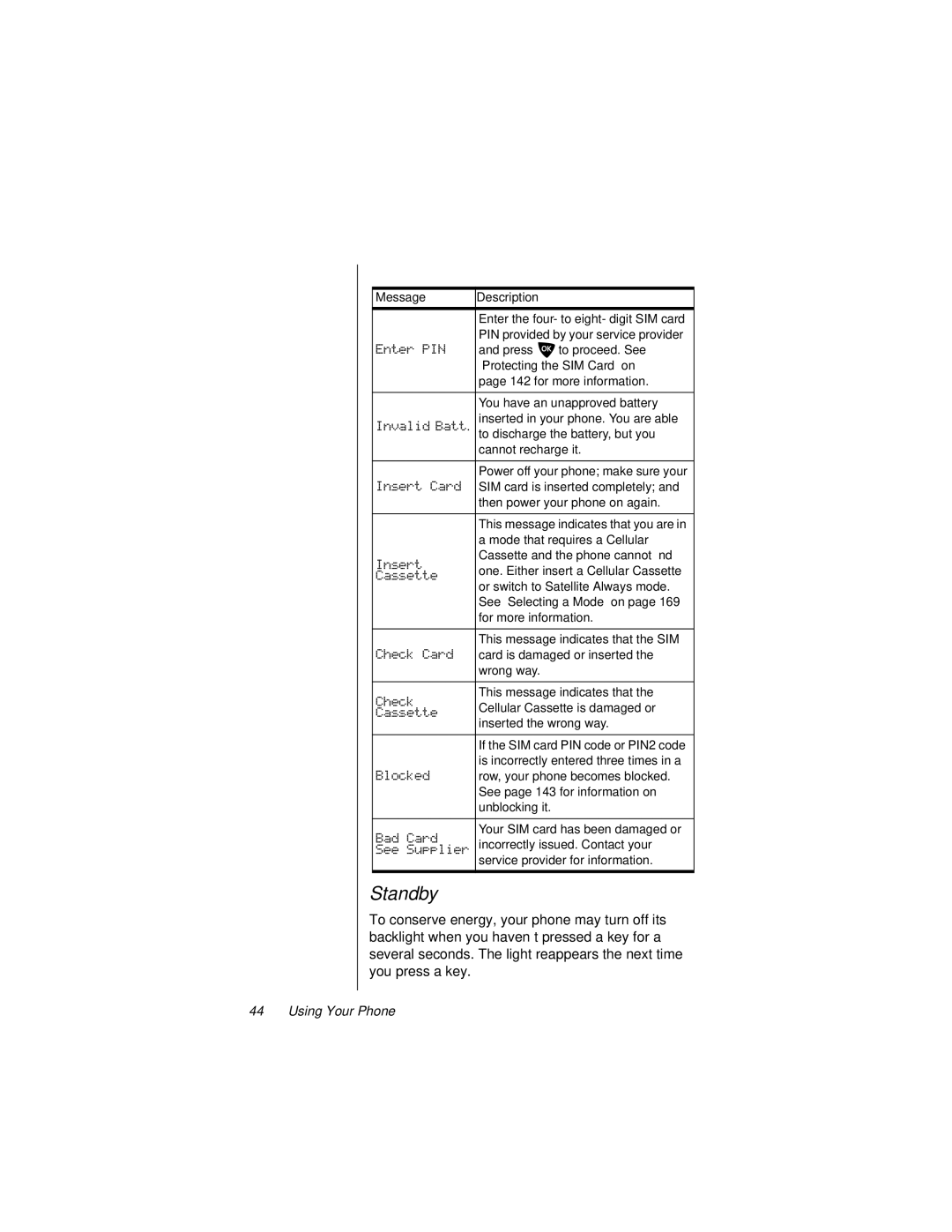 Motorola 9500 manual Standby 