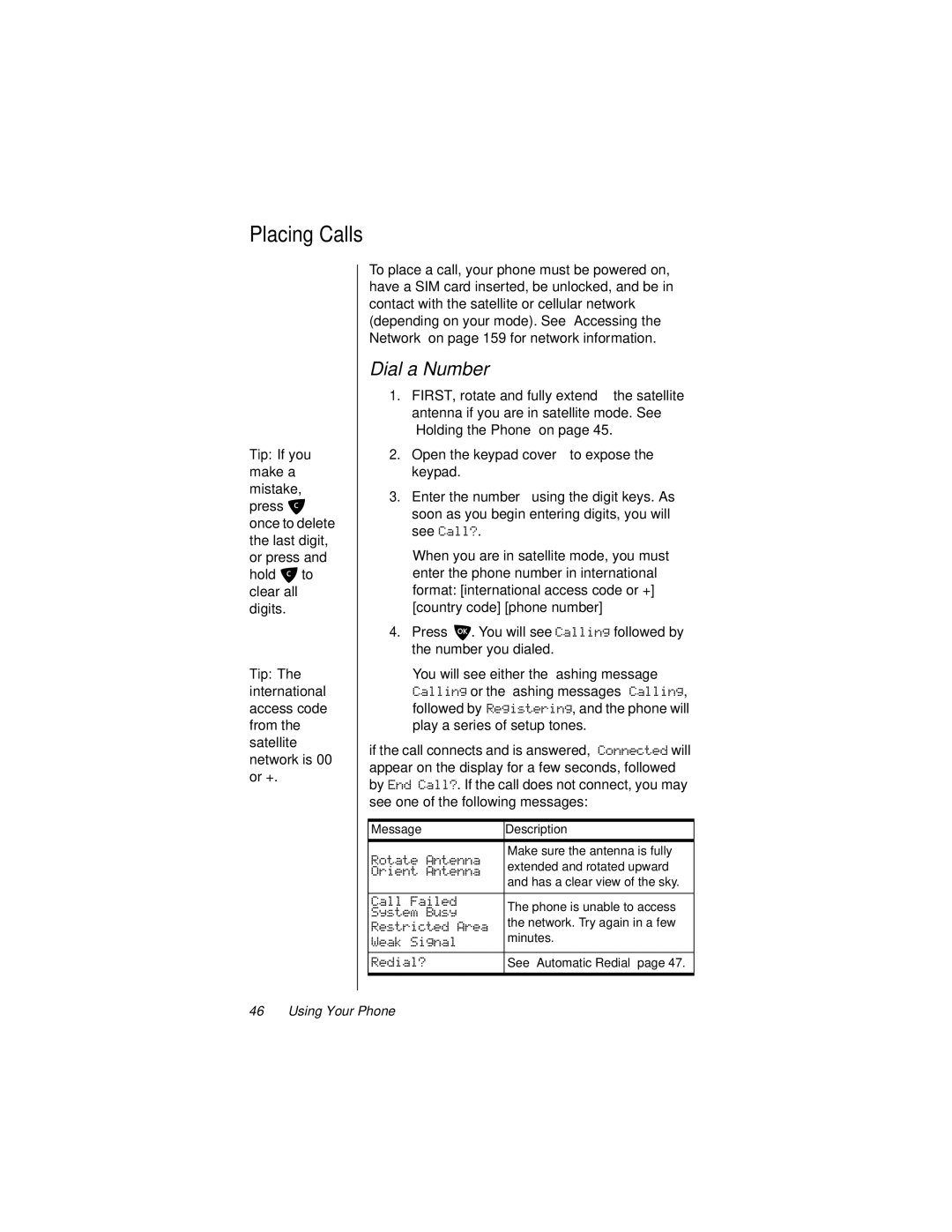 Motorola 9500 manual Placing Calls, Dial a Number 