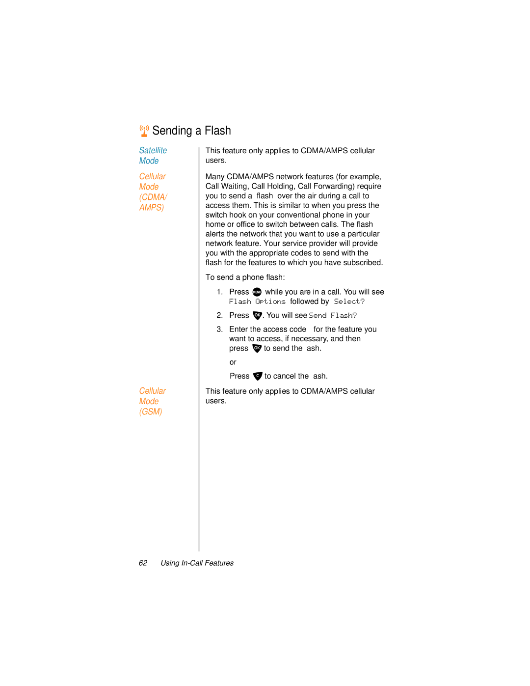 Motorola 9500 manual Sending a Flash, Gsm 