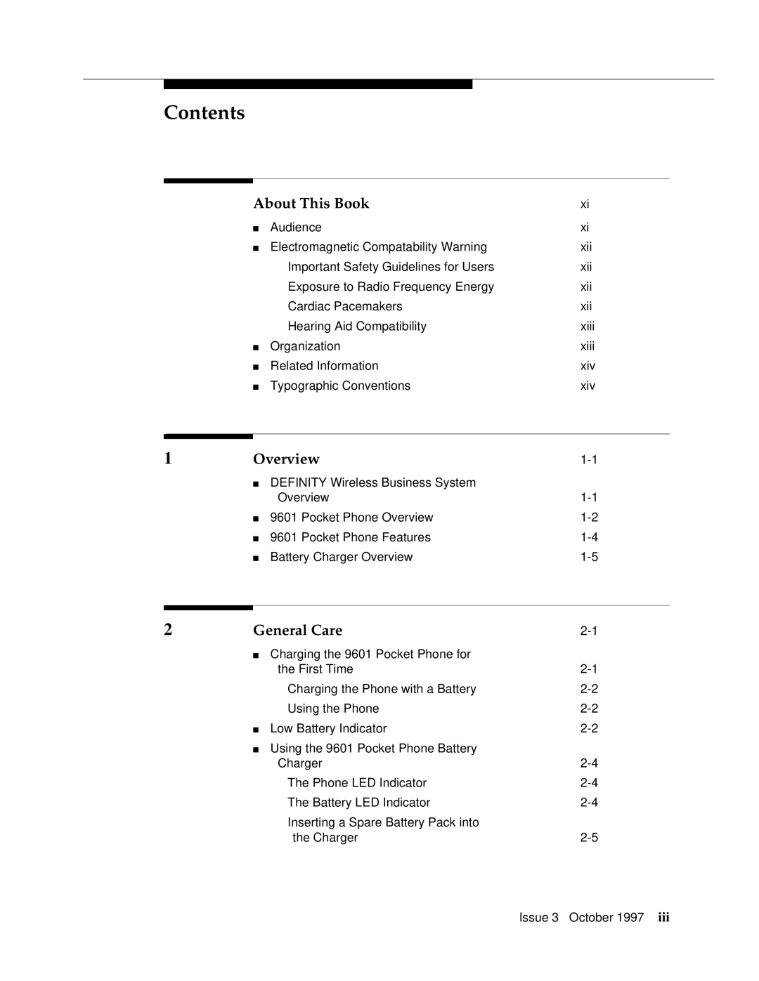 Motorola 9601 manual Contents 