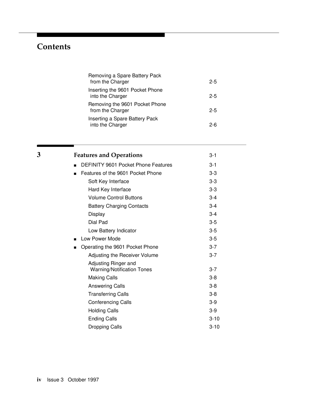 Motorola 9601 manual Features and Operations 