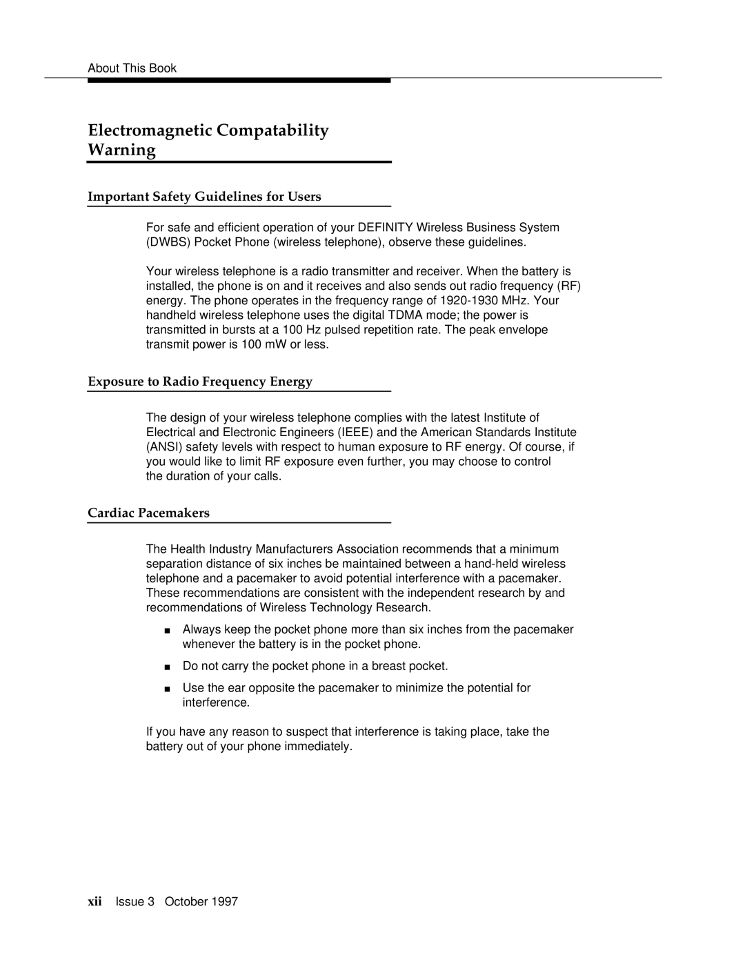 Motorola 9601 Electromagnetic Compatability, Important Safety Guidelines for Users, Exposure to Radio Frequency Energy 