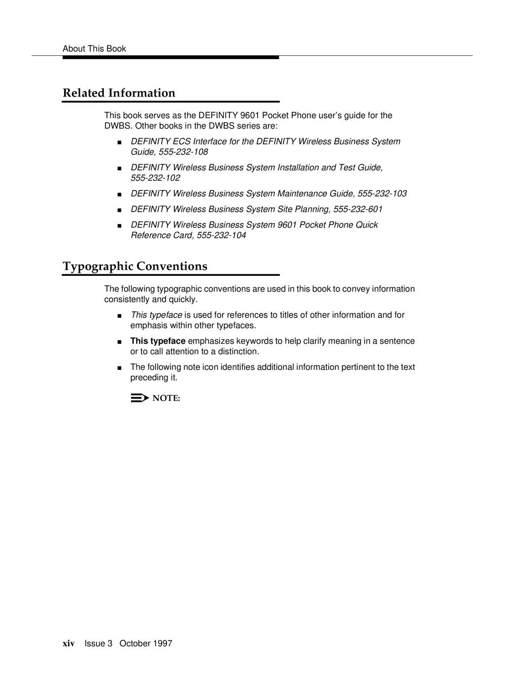 Motorola 9601 manual Related Information, Typographic Conventions 