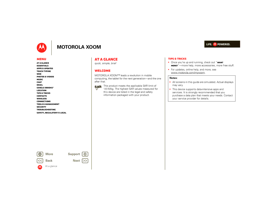 Motorola 00001NARGNLX, 990000745, SJ1558RA manual At a glance, Welcome, Tips & tricks 