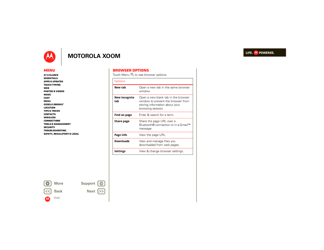 Motorola 00001NARGNLX, 990000745, SJ1558RA manual Browser options 