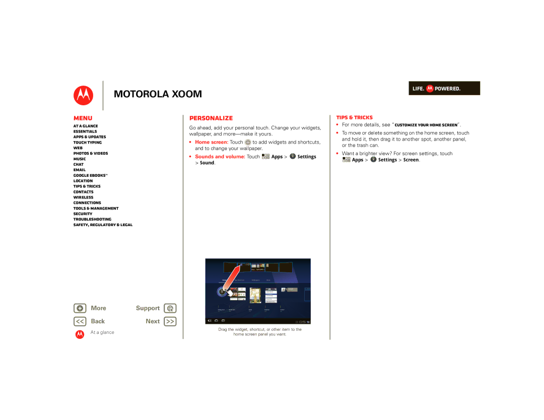 Motorola 990000745, SJ1558RA, 00001NARGNLX manual Personalize, Sound, Apps Settings Screen 