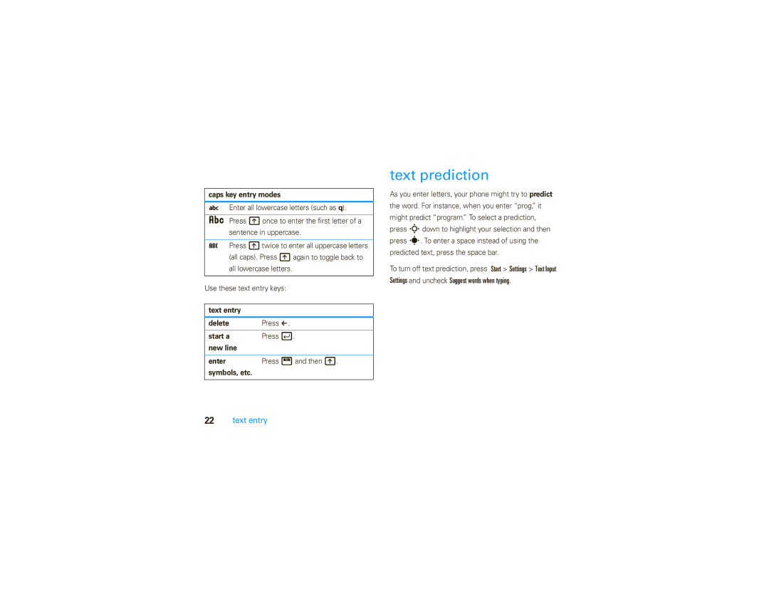 Motorola 9C manual Text prediction 