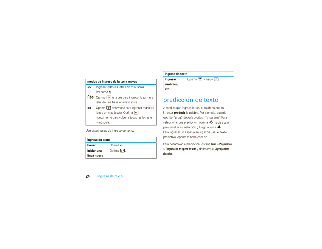 Motorola 9C manual Predicción de texto 